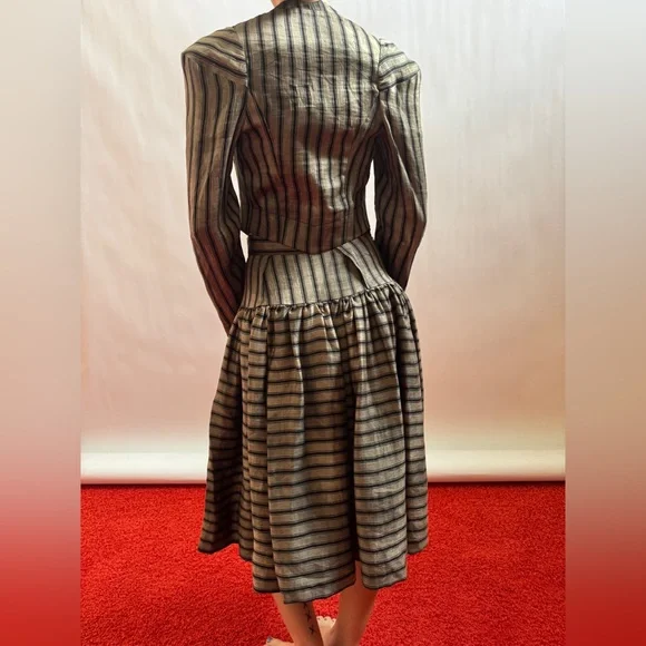 Vivienne Westwood Anglomania 2014 NWT STRIPE SET/LINEN SOFT CORSET+SKIRT IT42 - Picture 6 of 14